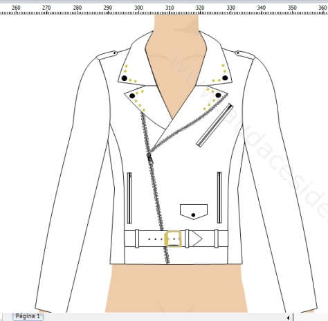 Desenho da jaqueta para confirmação do modelo. 